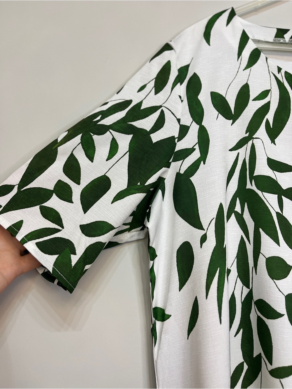 Summer White Tunic Top with Green Leaf Print - Picture 7 of 11